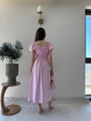 Karpuz Kol Ön Bağlama Detay Yırtmaçlı Tensel Elbise Pembe 2314