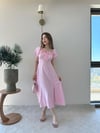 Karpuz Kol Ön Bağlama Detay Yırtmaçlı Tensel Elbise Pembe 2314