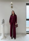 KAYIK YAKA ÇİFT FERMUARLI HIRKA VE PANTOLONLU TRİKO İKİLİ TAKIM BORDO