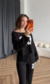 Kayık Yaka Detay Sweat ve Pantolonlu İkili Takım Siyah 2469