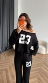 Kayık Yaka Detay Sweat ve Pantolonlu İkili Takım Siyah 2469
