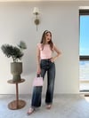 Kayık Yaka Sırt Dekolte Detay Bluz Pembe 2267