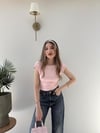 Kayık Yaka Sırt Dekolte Detay Bluz Pembe 2267