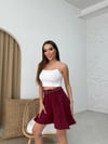 KEMERLİ DOUBLE KUMAŞ ŞORT BORDO