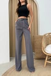 KEMERLİ PALAZZO CREP KUMAŞ PANTOLON GRİ