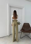 KEMERLİ YÜKSEK BEL İSPANYOL PAÇA DOUBLE KUMAŞ PANTOLON YEŞİL