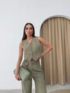 KETEN YELEK VE PANTOLONLU İKİLİ TAKIM HAKİ