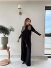 Kol Dantel Detay Oversize Modal Tişört Siyah 2153