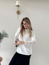 Kol Dantel Detay Oversize Modal Tişört Beyaz 2153