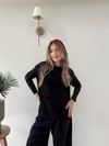 Kol Dantel Detay Oversize Modal Tişört Siyah 2153