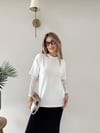 Kol Dantel Detay Oversize Modal Tişört Beyaz 2153