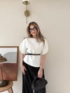 Kol Detay İnce Kemerli Double Crep Kumas Bluz Beyaz 2185