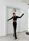 KOL GARNE DETAY BLUZ VE PANTOLONLU TRİKO İKİLİ TAKIM SİYAH