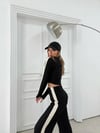 KOL GARNE DETAY BLUZ VE PANTOLONLU TRİKO İKİLİ TAKIM SİYAH
