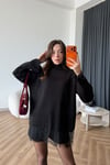 Kol ve Etek Dantel Detay Oversize Kazak 2573
