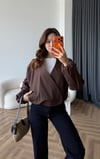 Kruvaze Yaka Çıtçıtlı Trenç Bomber Kahve 2485