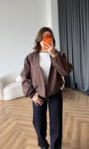 Kruvaze Yaka Çıtçıtlı Trenç Bomber Kahve 2485