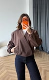 Kruvaze Yaka Çıtçıtlı Trenç Bomber Kahve 2485