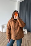Kruvaze Yaka İç Kürk Lamine Mont Camel 2565