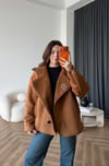 Kruvaze Yaka İç Kürk Lamine Mont Camel 2565