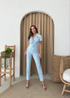 KRUVAZE YAKA KEMERLİ TULUM MAVİ