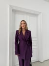 KRUVAZE YAKA YAN BAĞLAMA DETAY BLAZER CEKET VE PANTOLONLU İKİLİ TAKIM MOR