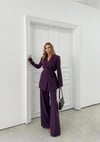 KRUVAZE YAKA YAN BAĞLAMA DETAY BLAZER CEKET VE PANTOLONLU İKİLİ TAKIM MOR