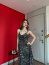 Leopar Desen Askılı İç Astarlı Uzun Elbise 2259