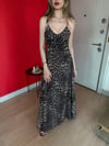 Leopar Desen Askılı İç Astarlı Uzun Elbise 2259
