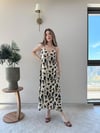 Leopar Desen Askılı Salaş Elbise Bej 2290