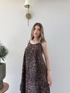 Leopar Desen Askılı Salaş Elbise Kahve 2290