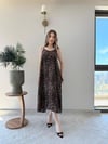 Leopar Desen Askılı Salaş Elbise Kahve 2290