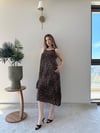 Leopar Desen Askılı Salaş Elbise Kahve 2290
