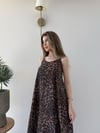 Leopar Desen Askılı Salaş Elbise Kahve 2290