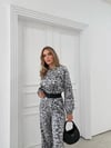 LEOPAR DESEN HIRKA VE PANTOLONLU İKİLİ TAKIM GRİ