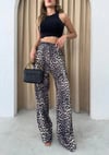 LEOPAR DESEN PALAZZO KUMAŞ PANTOLON KOYU