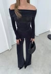 MADONNA YAKA BLUZ VE PANTOLONLU SİMLİ İKİLİ TAKIM
