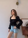 Madonna Yaka İspanyol Kol Bluz Siyah 2348