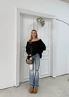 MADONNA YAKA ÖRGÜ DESENLİ KAZAK SİYAH