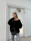MADONNA YAKA ÖRGÜ DESENLİ KAZAK SİYAH