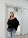 MADONNA YAKA ÖRGÜ DESENLİ KAZAK SİYAH