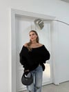 MADONNA YAKA ÖRGÜ DESENLİ KAZAK SİYAH