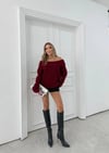 MADONNA YAKA OVERSİZE TRİKO BORDO
