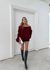 MADONNA YAKA OVERSİZE TRİKO BORDO