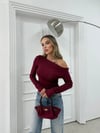 MODAL KAYIK YAKA BASİC BLUZ BORDO