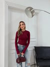MODAL KUMAŞ PARMAK GEÇMELİ BASİC BLUZ BORDO
