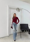 MODAL KUMAŞ PARMAK GEÇMELİ BASİC BLUZ BORDO