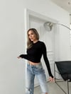 MODAL KUMAŞ PARMAK GEÇMELİ BASİC BLUZ SİYAH