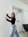 MODAL KUMAŞ PARMAK GEÇMELİ BASİC BLUZ SİYAH