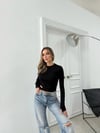 MODAL KUMAŞ PARMAK GEÇMELİ BASİC BLUZ SİYAH